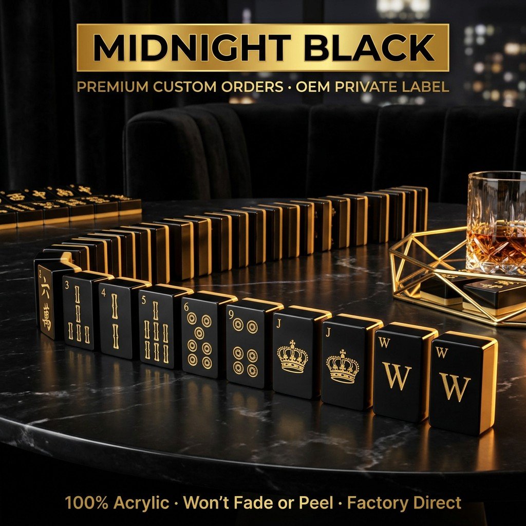 Custom UV Printing Acrylic American Mahjong Set – 166 Tiles for OEM & ODM — Midnight Black variant