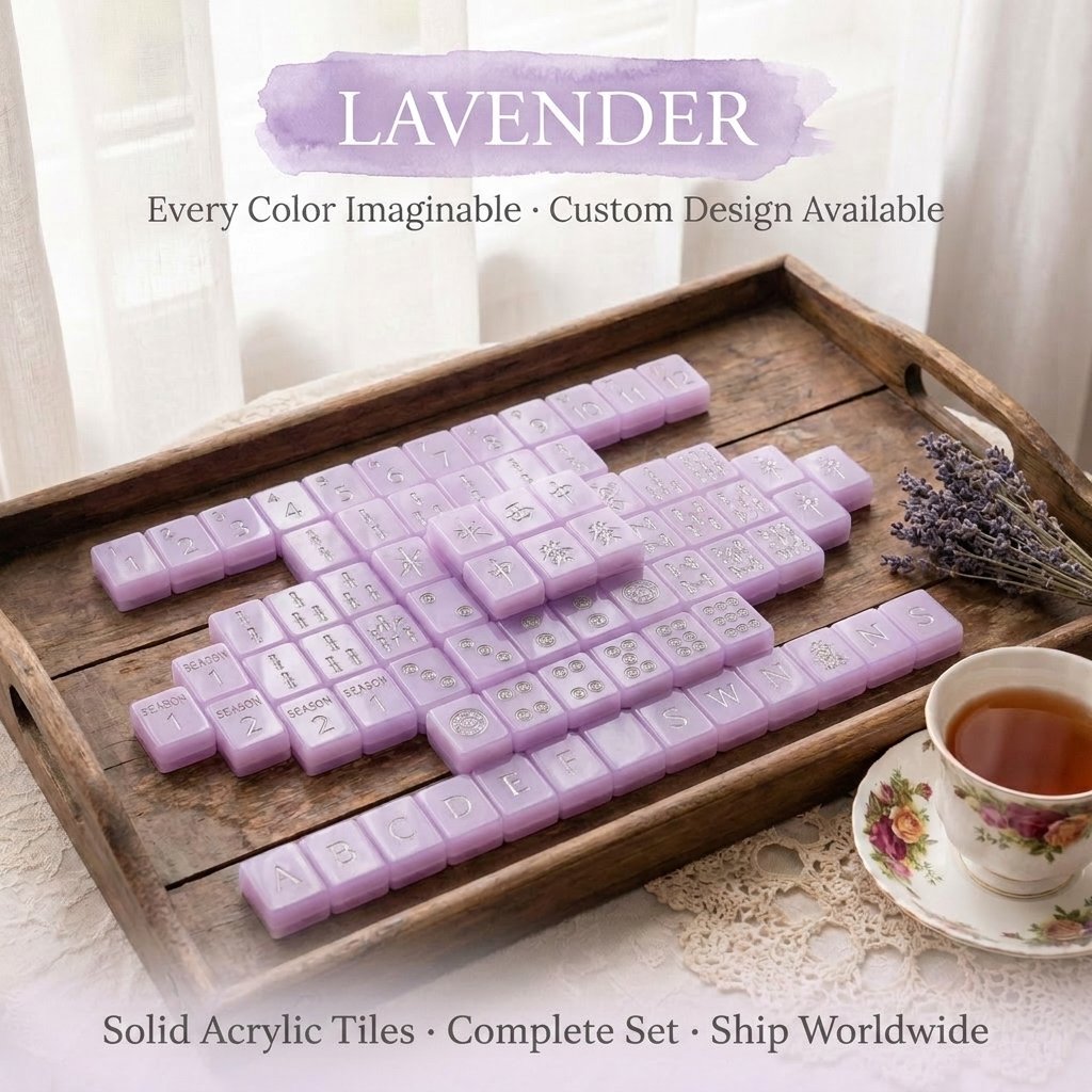 Custom Celadon Blue Acrylic American Mahjong Set – 166 Tiles for OEM & ODM — Lavender variant