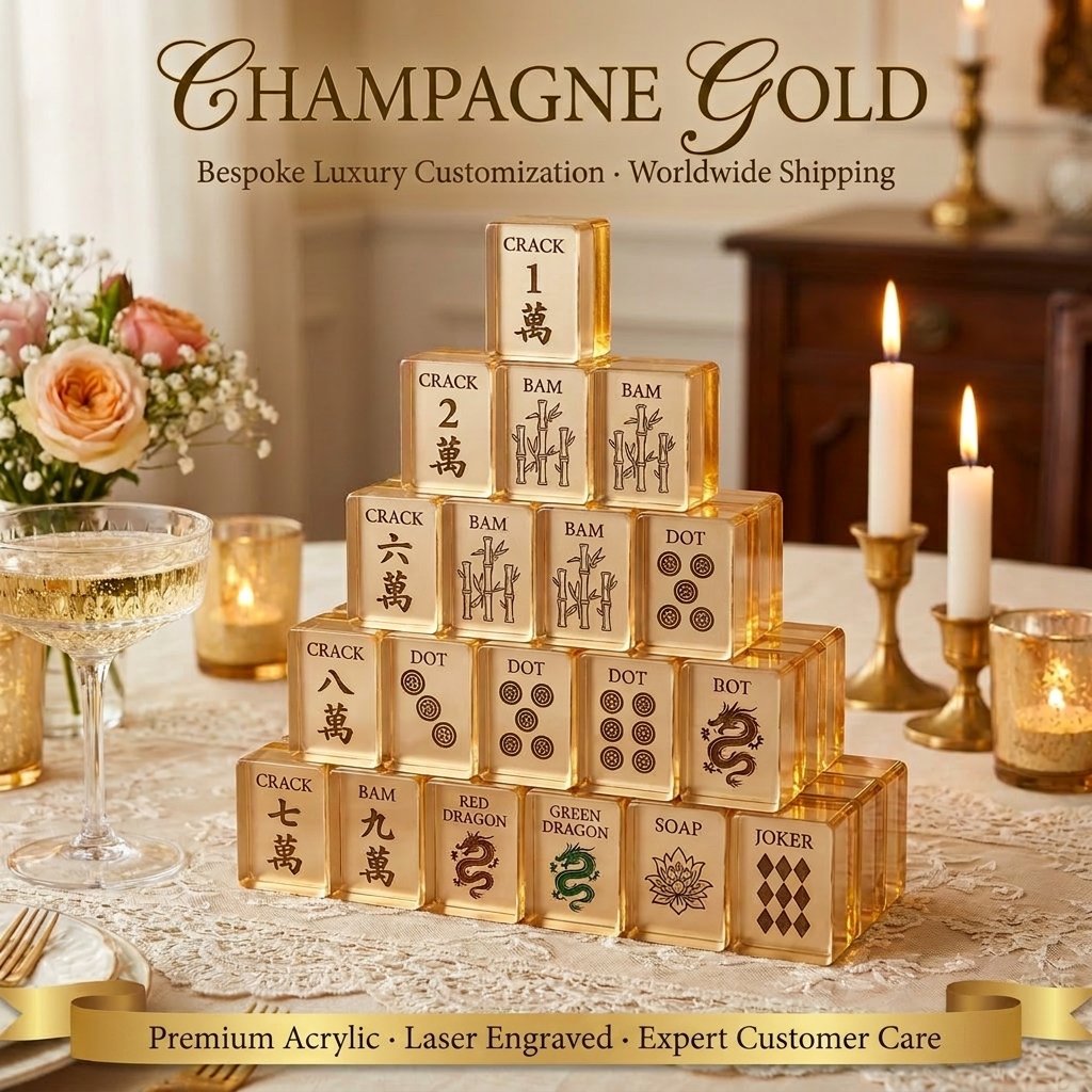 Custom Gold Acrylic American Mahjong Set – 166 Tiles for OEM & ODM — Champagne Gold variant