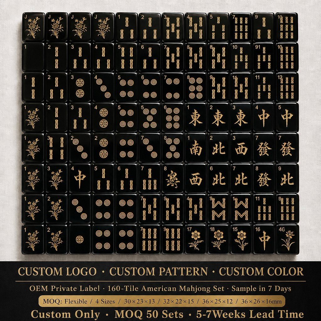 Custom Noir Acrylic American Mahjong Set – 160 Tiles for OEM & ODM