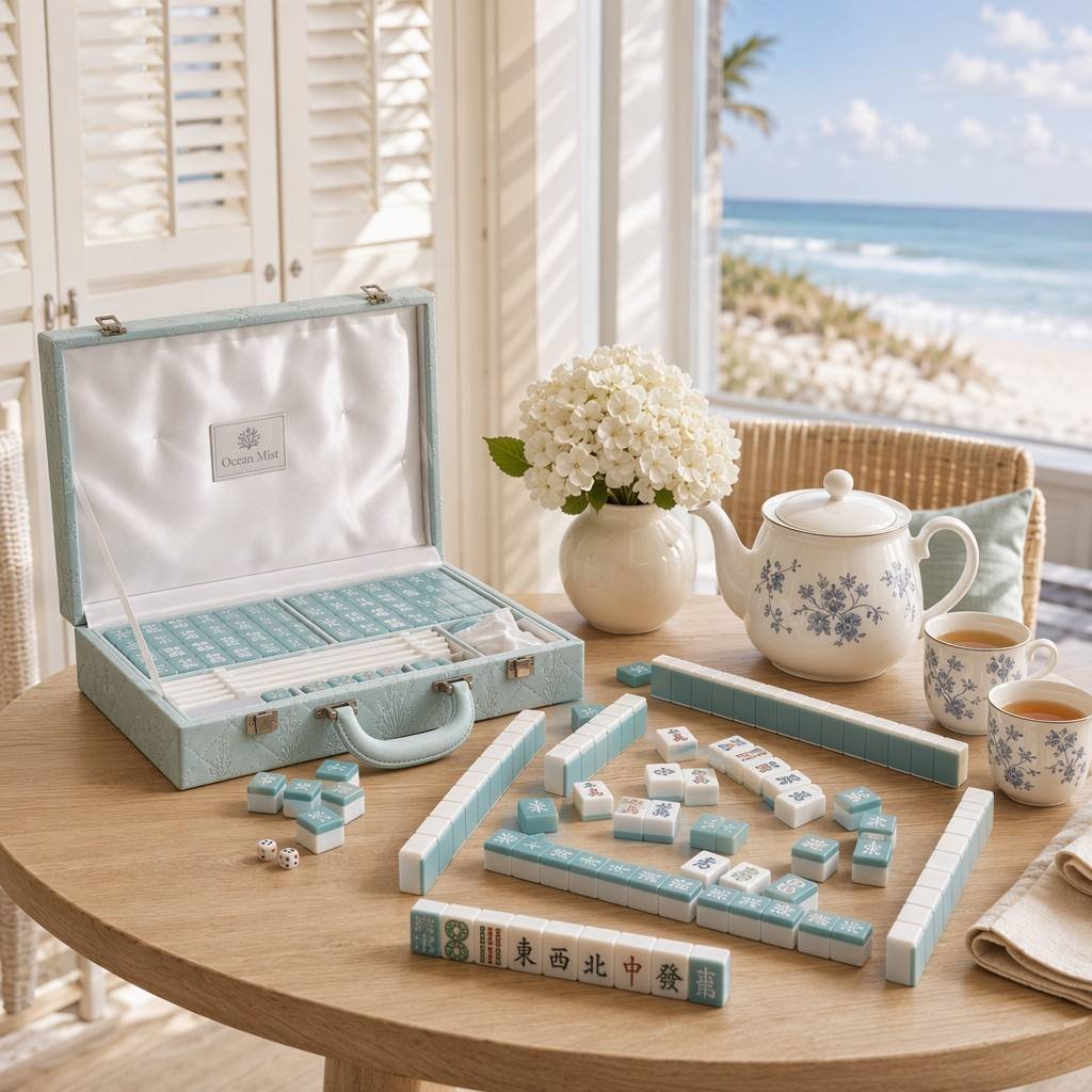 Custom Ocean Mist Acrylic American Mahjong Set – 160 Tiles for OEM & ODM view 3
