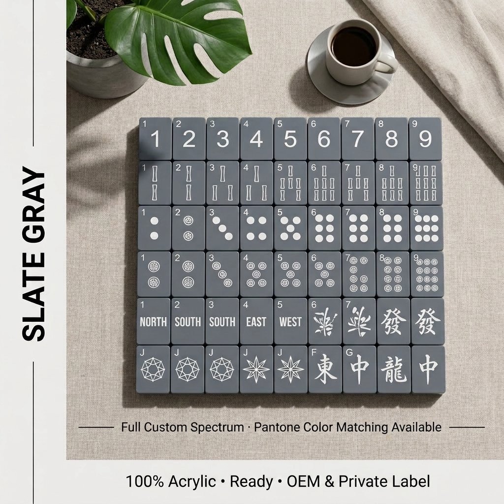 Custom Ocean Mist Acrylic American Mahjong Set – 160 Tiles for OEM & ODM — Slate Gray variant