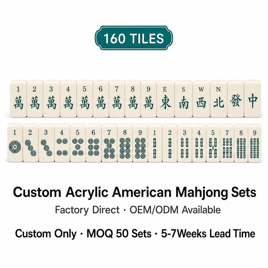Custom Solid Acrylic American Mahjong Set – 160 Tiles for OEM & ODM — Cream white variant