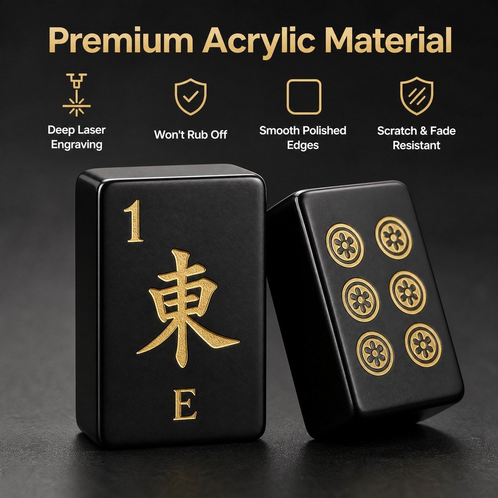 Custom Black Acrylic American Mahjong Set – 160 Tiles for OEM & ODM view 3