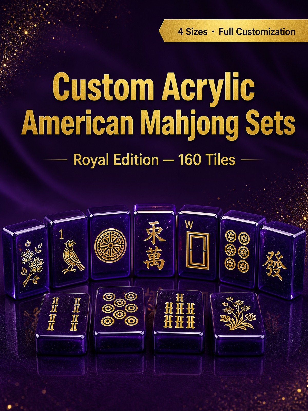 Custom Royal Purple Acrylic American Mahjong Set – 160 Tiles for OEM & ODM detail