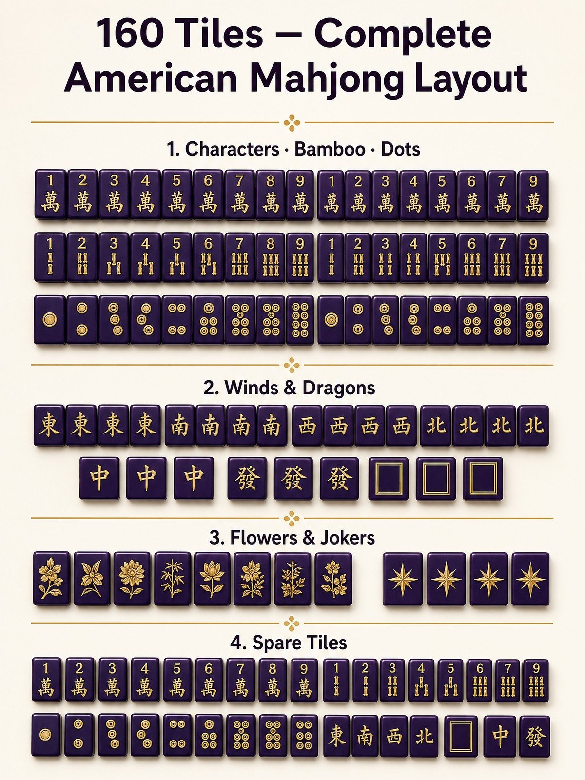 Custom Royal Purple Acrylic American Mahjong Set – 160 Tiles for OEM & ODM detail