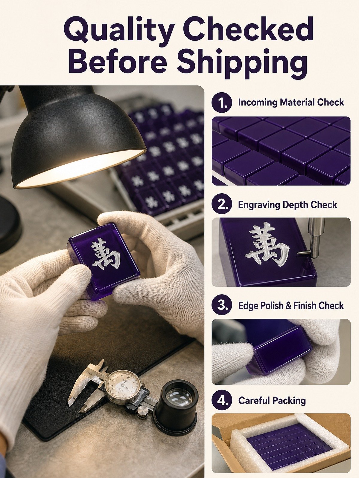 Custom Royal Purple Acrylic American Mahjong Set – 160 Tiles for OEM & ODM detail