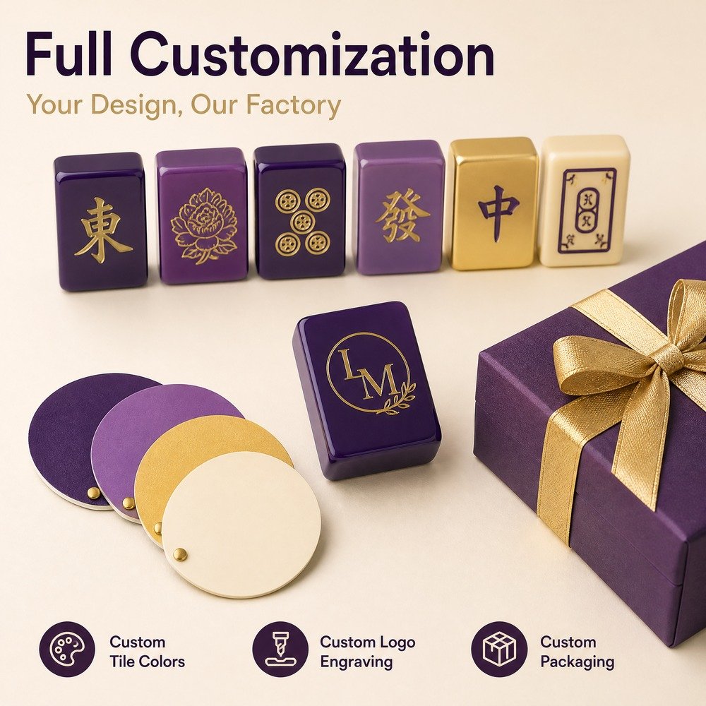 Custom Royal Purple Acrylic American Mahjong Set – 160 Tiles for OEM & ODM view 5