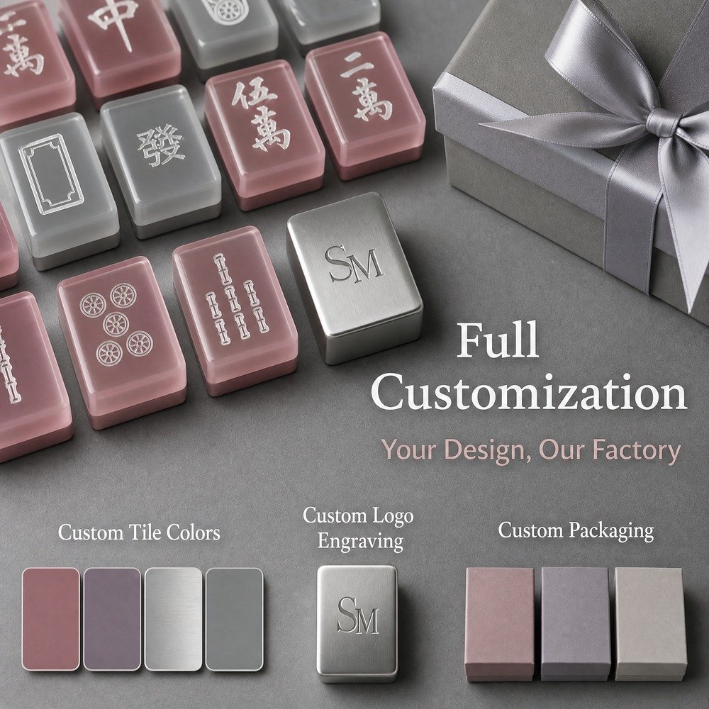 Custom Dusty Rose Acrylic American Mahjong Set – 160 Tiles for OEM & ODM view 4