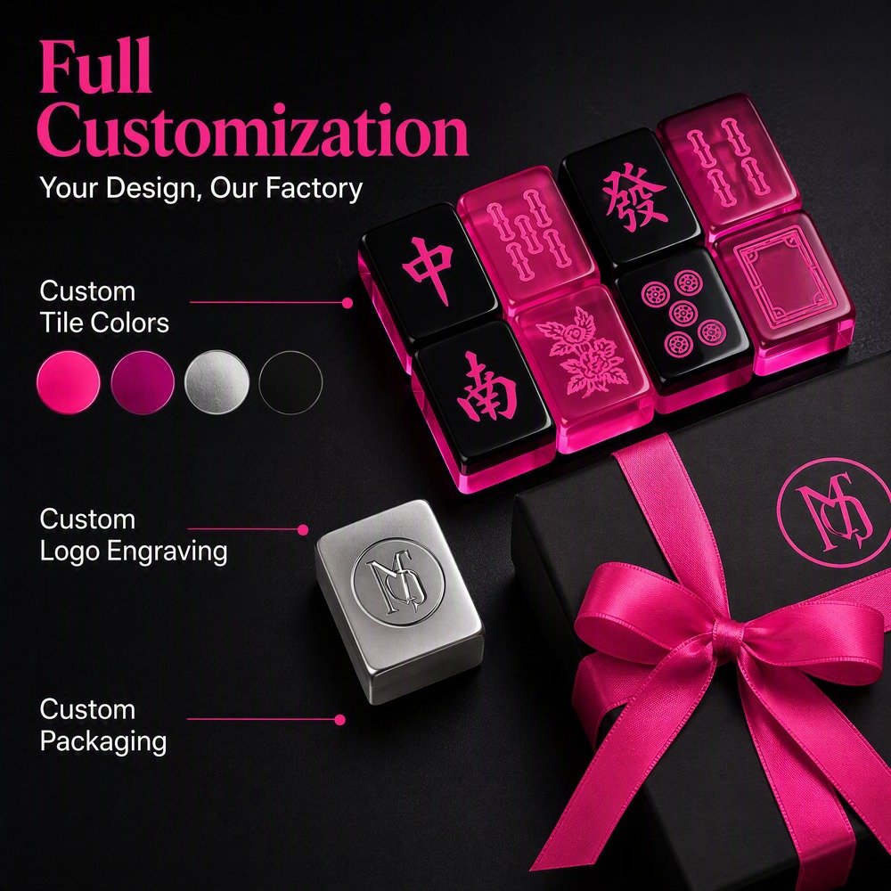 Custom Hot Pink Acrylic American Mahjong Set – 160 Tiles for OEM & ODM view 4