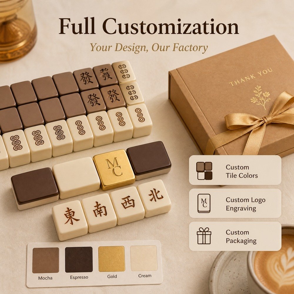 Custom Mocha Brown Acrylic American Mahjong Set – 160 Tiles for OEM & ODM view 4