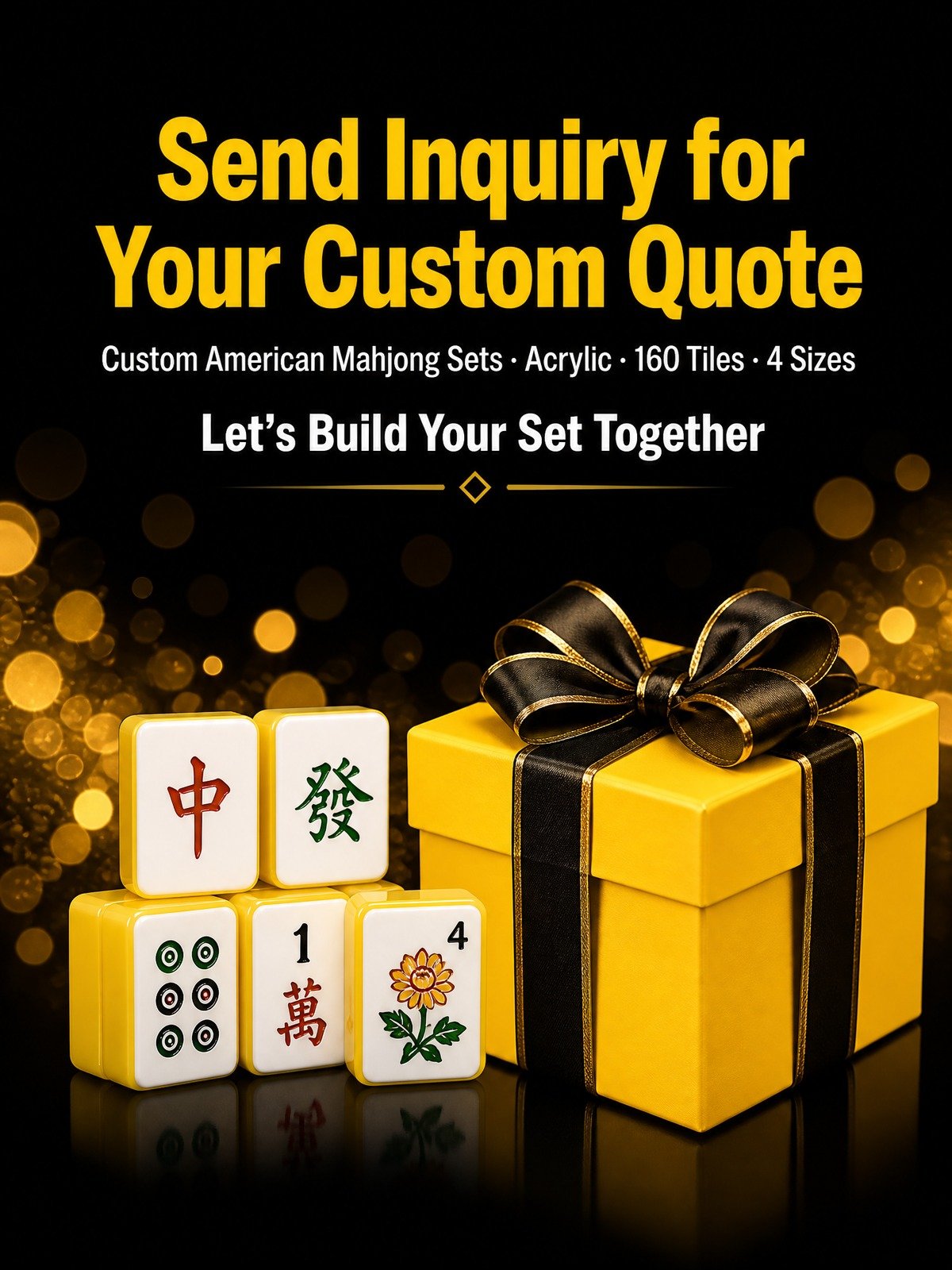 Custom Yellow Acrylic American Mahjong Set – 160 Tiles for OEM & ODM detail
