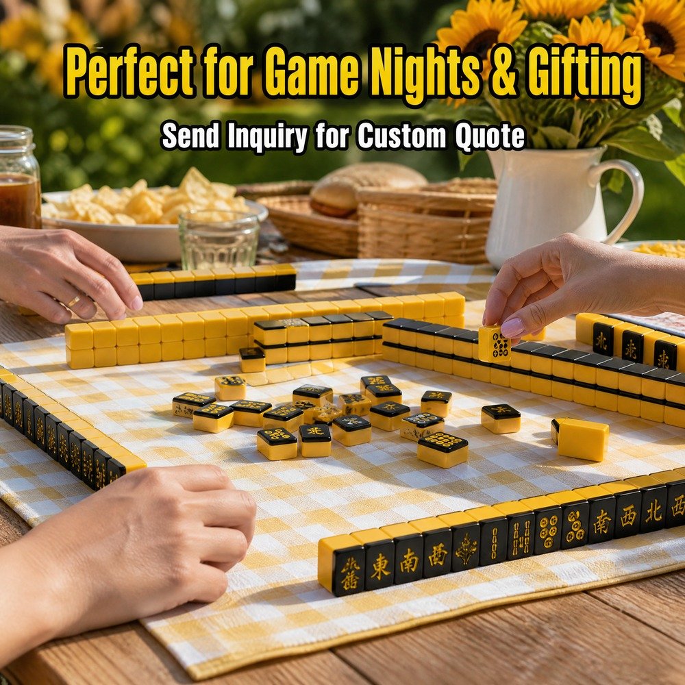 Custom Yellow Acrylic American Mahjong Set – 160 Tiles for OEM & ODM view 5
